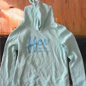 Women’s Hollister Mint Green Pullover Hoodie with Blue Logo